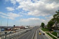 Road scenery on a highway in Instanbul, Turkey.