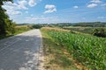 Road through scenic agricultural landscape view