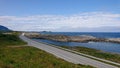 Road on sea shore on rock island on Atlanterhavsveien Royalty Free Stock Photo