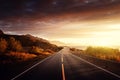 Road by the sea in sunrise time, Lofoten island