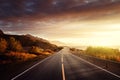 Road by the sea in sunrise time, Lofoten island, Norway Royalty Free Stock Photo