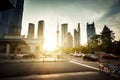 Road in Shanghai lujiazui financial center Royalty Free Stock Photo