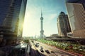 Road in Shanghai lujiazui financial center Royalty Free Stock Photo