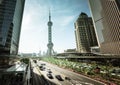 Road in Shanghai lujiazui financial center Royalty Free Stock Photo