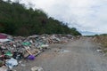 Road side in Palu,Indonesia full of trash after tsunami hit