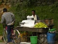 Kodaikanal, Tamil Nadu, India - June 11, 2010 A road side vendor selling tea and snacks