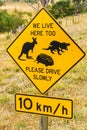 Road side warning sign for Tasmanian wildlife