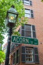 Acorn Street, Beacon Hill historic district, Boston, USA Royalty Free Stock Photo