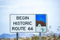 Road sign along historic route 66 Royalty Free Stock Photo