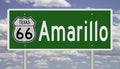 Road sign for Amarillo Texas on Route 66