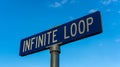 Road sign at Apple headquarters at Infinite loop in Cupertino.