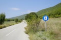 Road sign for application of snow chains in the summertime