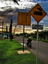 The road sign approaching the railroad crossing Royalty Free Stock Photo