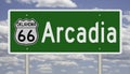 Road sign for Arcadia Oklahoma on Route 66