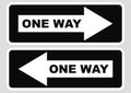 Road sign, arrow, one way, white and black colors, vector Royalty Free Stock Photo