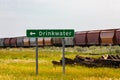 Road Sign an arrow to Drinkwater village Royalty Free Stock Photo