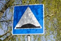 Road sign artificial roughness in the city in Spring