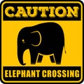 Road sign - Attention Animal, Elephant Crossing. Vector illustration Royalty Free Stock Photo