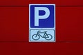 Road sign `Bicycle parking` Royalty Free Stock Photo