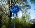 Road sign bicycle path Royalty Free Stock Photo