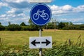 Road sign bicycle path in the Netherlands. Bicycle - traditional Dutch vehicle Royalty Free Stock Photo