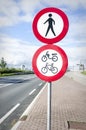 Road sign bicycle path. Royalty Free Stock Photo