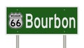 Road sign for Bourbon Missouri on Route 66