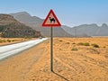 Road sign camel warning in Jordan Royalty Free Stock Photo