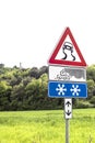 Road Sign Caution curves ahead Royalty Free Stock Photo