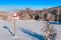 Road sign - the challenges ahead , close-up Royalty Free Stock Photo