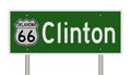 Road sign for Clinton Oklahoma on Route 66
