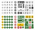 Road Sign Collection Fully Editable Vector Icons In Black And White, Green, Yellow, Red Color Royalty Free Stock Photo