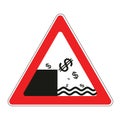 Road sign with concept of declining dollar Royalty Free Stock Photo