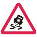 Road sign, danger of skidding, vector icon