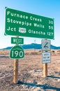 Road sign in the Death Valley - Highway West 190