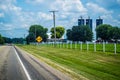 A road sign depicting horse and carriage in Shipshewana, Indiana Royalty Free Stock Photo