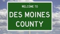 Road sign for Des Moines County