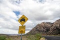 Road sign for desert tortoise turtle crossing, warning drivers of the animal presence Royalty Free Stock Photo