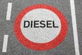 Road sign Diesel driving ban roadsign street not allowed restricted zone Royalty Free Stock Photo