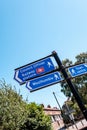 Road Sign Direction Route Marker To Council Offices And Railway Station