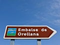 Road sign Embalse de Orellana, Badajoz - Spain