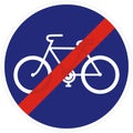 Road sign for end of bicycle lane, vector icon Royalty Free Stock Photo