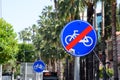 Road sign end of the bike path. Street in the city of Antalya Royalty Free Stock Photo