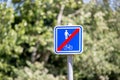 Road sign end of the pedestrian zone and the bike path. Royalty Free Stock Photo