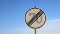 Road sign - the end of the permissible speed seventy