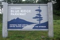 Road sign at the entrance to the Blue Ridge Parkway, Blue Ridge Mountains, VA