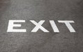 Road sign exit at asphalt texture surface Royalty Free Stock Photo