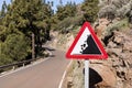 Road sign falling stones Royalty Free Stock Photo