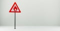 Road sign fire danger, 3d sign isolated on white background, copy space. 3D work and 3D illustration Royalty Free Stock Photo