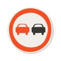 Road sign flat icon Overtaking prohibited Information for car. Vector illustration Royalty Free Stock Photo